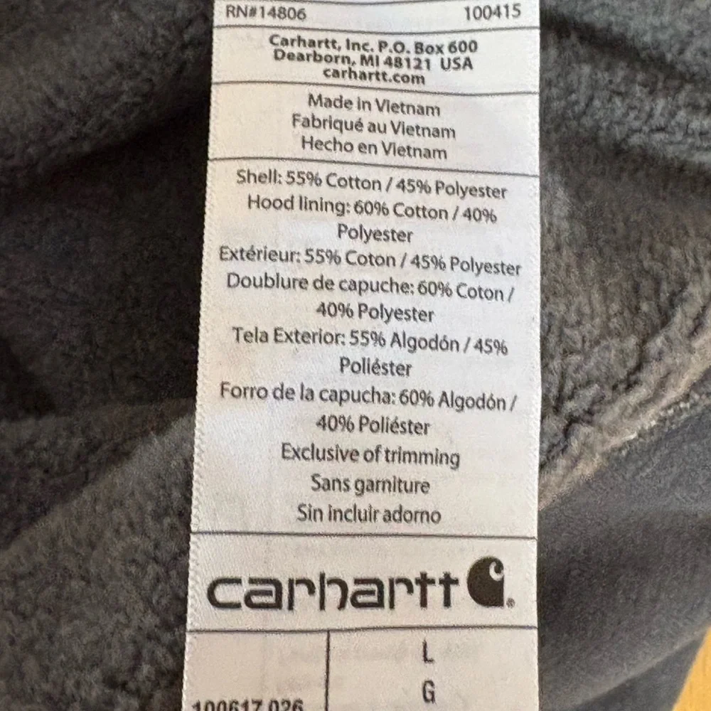 Carhartt Men's Rain Defender Paxton Heavyweight Hooded Zip Mock Sweatshirt Large - Picture 8 of 9